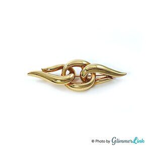 Vintage Napier Modernist Gold Tone Abstract Swirls Bar Brooch